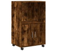 vidaXL Armario con Ruedas Madera ingeniería Roble Ahumado 55x40x91 cm, Armario rodante, archivador, archivador para casa, armarios rodantes