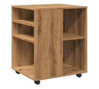 Vidaxl armario con ruedas madera ingeniería roble artesanal 60x53x72cm
