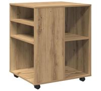 vidaXL Armario con Ruedas Madera ingeniería Roble Artesanal 60x53x72cm, Armario, Armario Oficina, Mueble cajones, Armario almacenaje