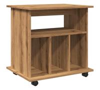 vidaXL Armario con Ruedas Madera ingeniería Roble Artisan 60x45x60 cm, archivador con Ruedas, armarios rodantes, Armario de Almacenamiento con Ruedas