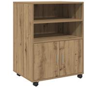 vidaXL Armario con Ruedas Madera ingeniería Roble artisian 60x48x81 cm, Armario rodante, archivador, archivador para casa, armarios rodantes