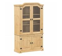 vidaXL Armario con Vitrina Corona Madera Maciza Pino 103,5x42x180 cm, Mueble Vitrina, Armario Expositor, Armario Cristal, Vitrina