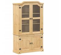 vidaXL Armario con Vitrina Corona Madera Maciza Pino 103,5x42x180 cm, Mueble Vitrina, Armario Expositor, Armario Cristal, Vitrina