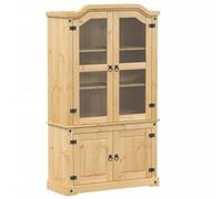vidaXL Armario con Vitrina Corona Madera Maciza Pino 103,5x42x180 cm, Mueble Vitrina, Armario Expositor, Armario Cristal, Vitrina