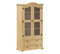 vidaXL Armario con vitrina Corona Madera maciza de pino 99x43x187 cm