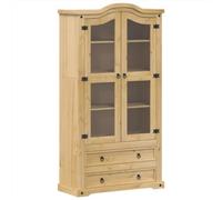 vidaXL Armario con Vitrina Corona Madera Maciza Pino 99x43x187 cm, Mueble Vitrina, Armario Expositor, Armario Cristal, Vitrina