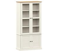 Armario Con Vitrina Vigo Madera Maciza Pino Blanco 85x35x170 Cm Vidaxl
