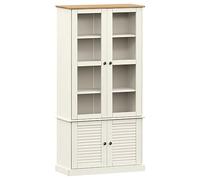 vidaXL Armario con vitrina Vigo Madera maciza pino blanco 85×35×170 cm