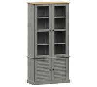 Armario Con Vitrina Vigo Madera Maciza Pino Gris 85x35x170 Cm Vidaxl