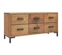 vidaXL Armario de Almacenaje, Mueble Auxiliar con Cajones, Cómoda de Pasillo Entrada, Estilo Industrial, Madera Maciza de Pino Marrón