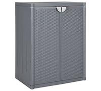 vidaXL Armario de almacenaje para jardín PP ratán Gris 65x45x88 cm, Armario, Armario almacenaje, Armario Consola, Armario aparador, Armario Auxiliar