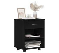 vidaXL Armario de Almacenamiento con Rueda Roble Negro 46 x 36 x 59 cm, Gabinete Moderno de Oficina, diseño Rectangular, Amplio Espacio, Madera Resistente para tu hogar y Trabajo