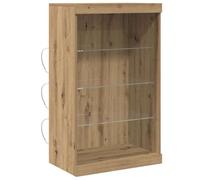 vidaXL Armario de Almacenamiento de Roble Sólido Contemporáneo Con Estantes de Vidrio Acabado Artesanal Elegante Ideal Para Soluciones de Sala de Estar y Comedor Muebles Solución Moderna Unidad de Mad