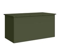 vidaXL Armario de Almacenamiento Exterior Estilo Industrial Verde Oliva, Hecho de Acero Laminado y Resina, Mide 100 x 50.5 x 50 cm, es Resistente a la Intemperie. Ideal como Caja para Cojines, Tiene