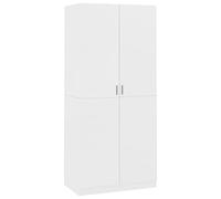 vidaXL Armario de Contrachapada Armario Auxiliar Mueble Auxiliar con 2 Puertas Armario Ropero para Ropa y Pantalón para Dormitorio Habitación Blanco