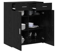 vidaXL Armario de Almacenamiento Roble Negro 80 x 42.5 x 93 cm, Moderno Mueble Rectangular de Madera, Gran solución de Almacenamiento para Oficina, Sala, Dormitorio, Elegante Unidad