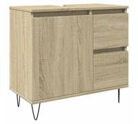 vidaXL Armario de baño con espacio de almacenamiento, patas de hierro, armario para lavabo para baño, mueble de baño, roble Sonoma, madera