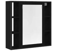 vidaXL Armario de baño con Espejo de Madera de Roble Negro 60x16x60 cm, Armario Espejo de baño, Armario con Espejo, Armario de Pared de baño con Espejo