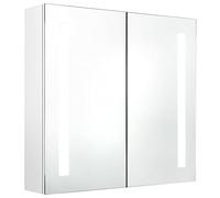vidaXL Armario de Baño con Espejo LED Aseo Inodoro Muebles Mobiliario Tocador Botiquín Almacenamiento Estante Decoración Blanco Brillante 62x14x60 cm