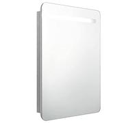 vidaXL Armario de Baño con Espejo LED Aseo Inodoro Muebles Mobiliario Tocador Botiquín Almacenamiento Estante Decoración Gris Hormigón 60x11x80 cm