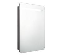 Vidaxl armario de baño con espejo led gris brillante 60x11x80 cm