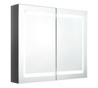 Vidaxl armario de baño con espejo led gris brillante 80x12x68 cm