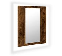 vidaXL Armario de Baño con Espejo LED, Mueble con Almacenaje, Armario de Pared para Maquillaje, Mueble para Lavabo de Aseo, Madera Roble Ahumado
