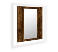 vidaXL Armario de Baño con Espejo LED, Mueble con Almacenaje, Armario de Pared para Maquillaje, Mueble para Lavabo de Aseo, Madera Roble Ahumado