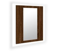 vidaXL Armario de Baño con Espejo LED, Mueble con Almacenaje, Armario de Pared para Maquillaje, Mueble para Lavabo de Aseo, Madera Marrón Roble
