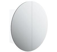 vidaXL Armario de baño con espejo redondo e iluminación LED, suspendido de pared, blanco