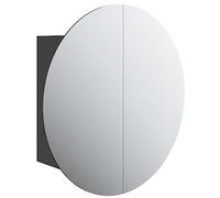 vidaXL Armario de baño con Espejo Redondo y LED Negro 40x40x17,5 cm