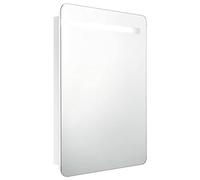 vidaXL Armario de Baño con Espejo y LED Aseo Inodoro Muebles Mobiliario Tocador Botiquín Almacenamiento Estante Decoración Blanco Brillante 60x11x80cm