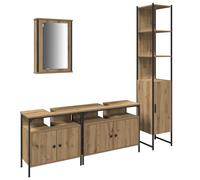 vidaXL Armario de baño con Lavabo Integrado en Roble Artesanal, Madera de Calidad y Espejo para organizar y Guardar Todo. Muebles rústicos para tu casa, Decorar y Hacer Que tu Espacio