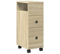 vidaXL Armario de baño Estrecho con Ruedas Madera Roble Sonoma, Almacenamiento de baño Estrecho, Almacenamiento de baño Delgado