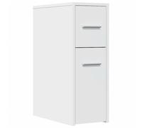 VidaXL Armario de Baño Estrecho Alto Con Ruedas - Independiente, Almacenaje de Baño, Madera de Ingeniería Blanco