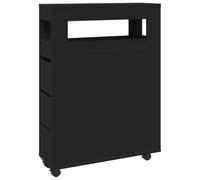 vidaXL Armario de baño Estrecho con Ruedas Madera de ingeniería Negro, Almacenamiento de baño Estrecho, Almacenamiento de baño Delgado