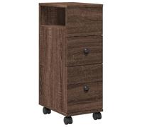 vidaXL Armario de Baño Estrecho con Ruedas de Madera Marrón Roble, Almacenamiento Delgado