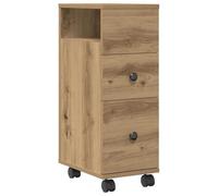 vidaXL Armario de baño Estrecho con Ruedas Madera Roble artisian, Almacenamiento de baño Estrecho, Almacenamiento de baño Delgado