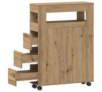 vidaXL Armario de baño Estrecho con Ruedas Madera Roble artisian