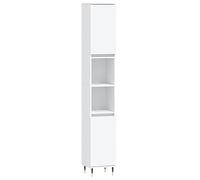 vidaXL Armario de baño Madera contrachapada Blanco 30x30x190 cm, Armario, Mueble de baño con almacenaje, Armario Alto de baño, Armario de baño