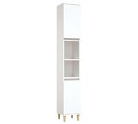 vidaXL Armario de baño Madera contrachapada Blanco 30x30x190 cm, Mueble de baño, Armario de Aseo, Armario Alto de baño, Armario botiquín