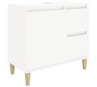 vidaXL Armario de baño Madera contrachapada Blanco 65x33x60 cm, Mueble de baño, Muebles de baño, Mueble Cuarto de Aseo, Armario almacenaje baño