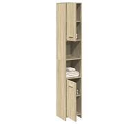 Armario de Baño vidaXL Madera contrachapada Color Roble 30x30x183,5 cm, Armario de Almacenamiento de Baño
