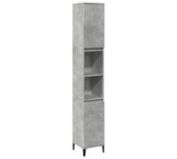 vidaXL Armario de baño Madera contrachapada Gris hormigón 30x30x190 cm