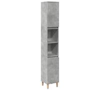 vidaXL Armario de baño Madera contrachapada Gris hormigón 30x30x190 cm