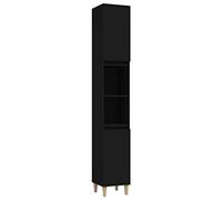 vidaXL Armario de baño Madera contrachapada Negro 30x30x190 cm