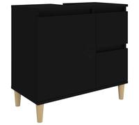 vidaXL Armario de baño Madera contrachapada Negro 65x33x60 cm, Mueble de baño, Muebles de baño, Mueble Cuarto de Aseo, Armario almacenaje baño