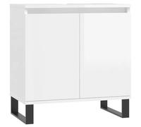 vidaXL Armario de baño Madera de ingeniería Blanco Brillo 58x33x60 cm, Armario, Armario de baño con almacenaje, Mueble de baño, Mueble para baño