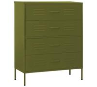 vidaXL Armario de Cajones Aparador Cajonera Librería Alacena Estantería Almacenamiento Organizador Muebles de Acero Verde Oliva 80x35x101,5 cm