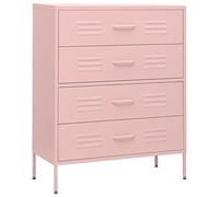 vidaXL Armario de Cajones Aparador Cajonera Librería Alacena Estantería Almacenamiento Organizador Muebles de Acero Rosa 80x35x101,5 cm